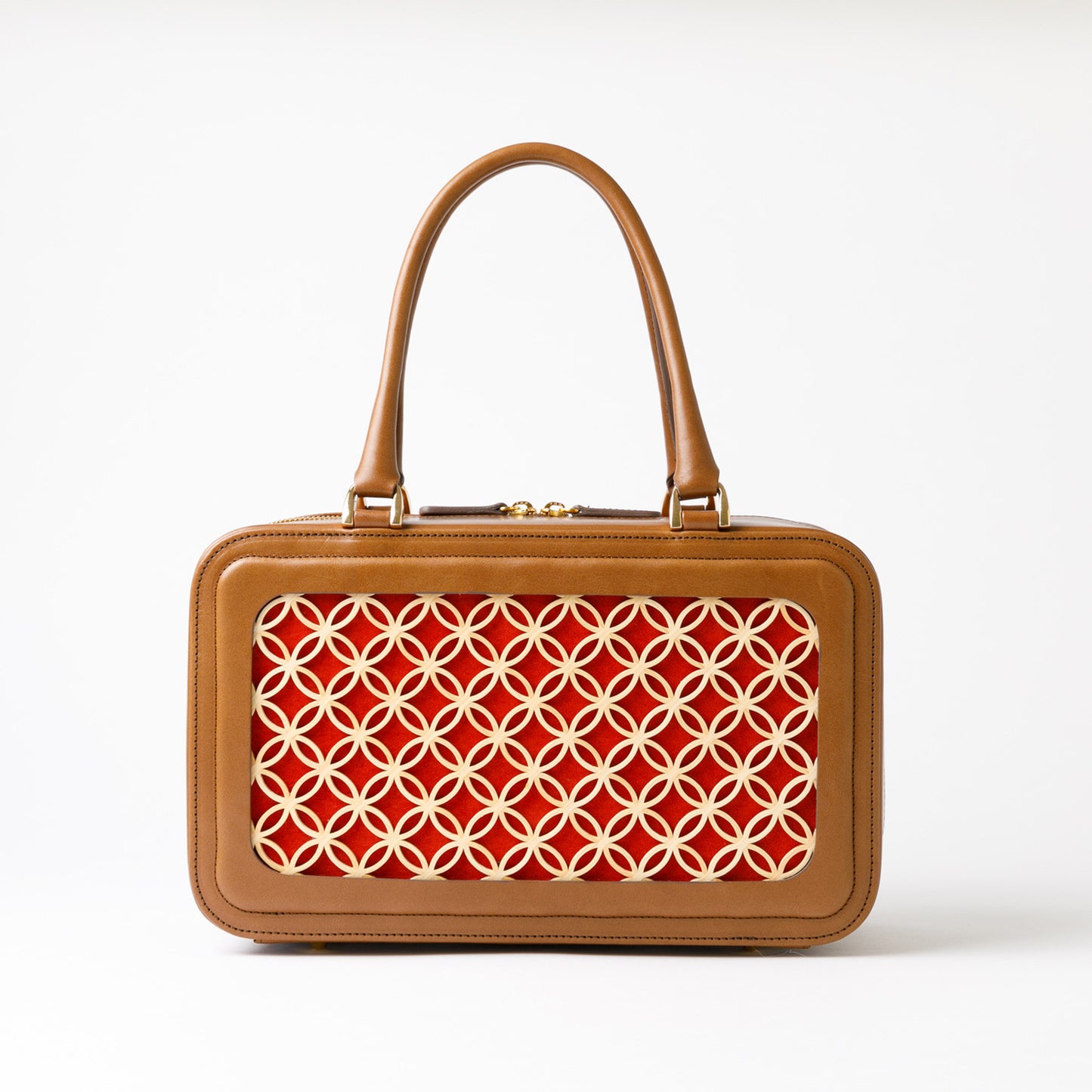 Hanakumiko handbag / Camel × Red