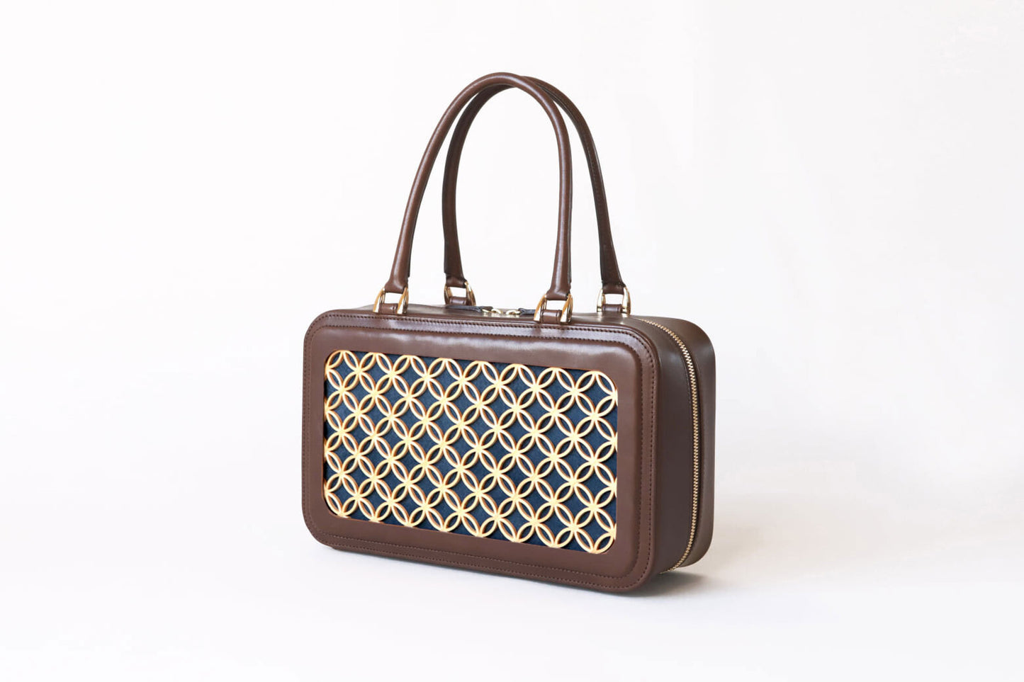 Hanakumiko handbag / Brown × Blue