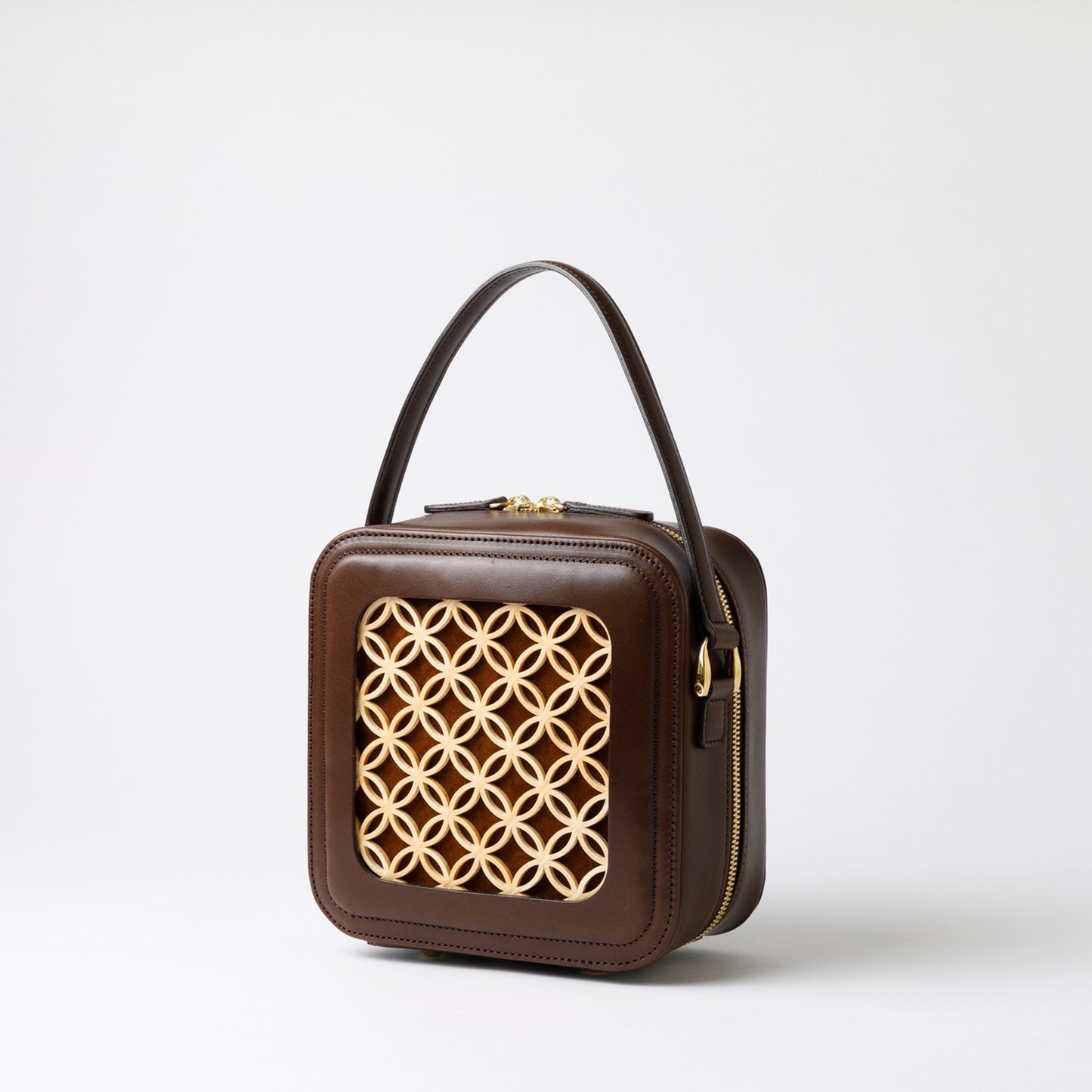Hanakumiko minibag / Brown × Choco (With Shoulder strap)