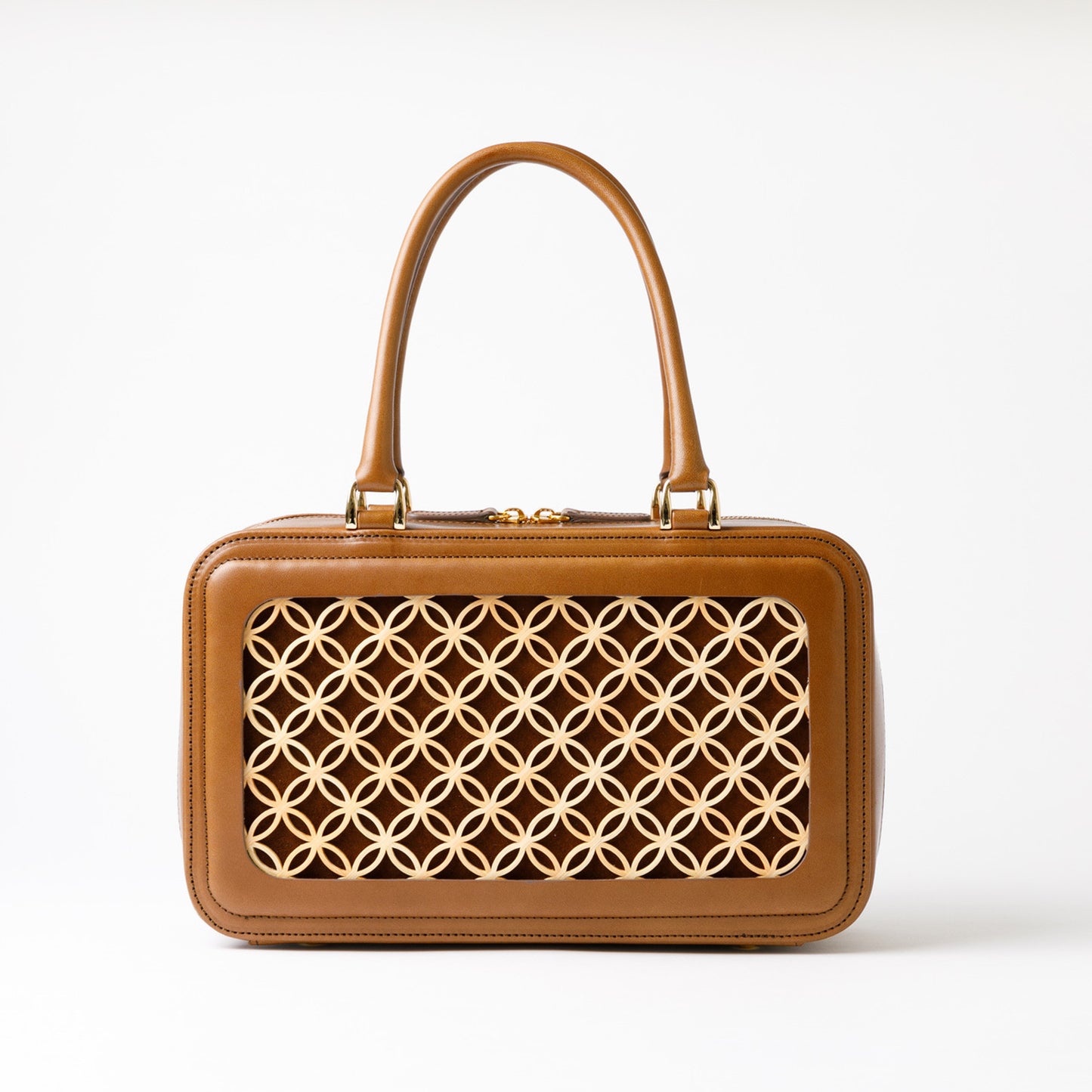 Hanakumiko handbag / Camel × Choco