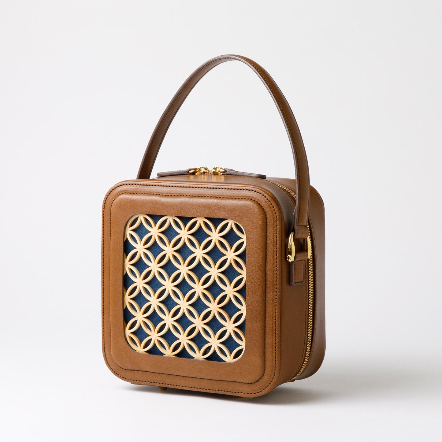 Hanakumiko minibag / Camel × Blue