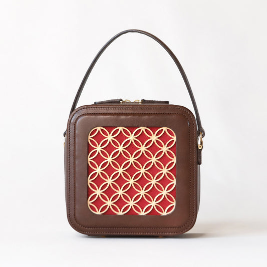 Hanakumiko minibag / Brown × Red