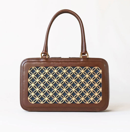 Hanakumiko handbag / Brown × Blue