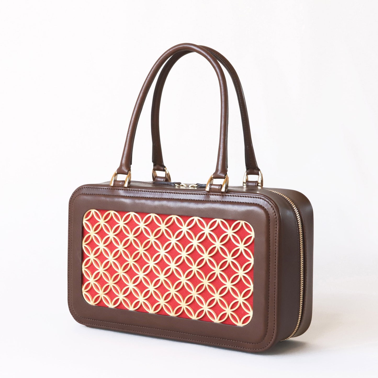 Hanakumiko handbag / Brown × Red