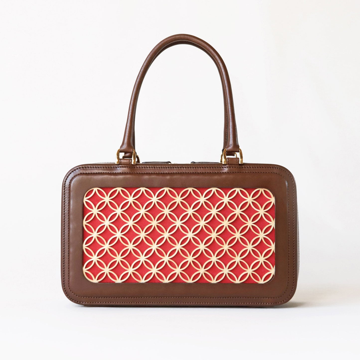 Hanakumiko handbag / Brown × Red